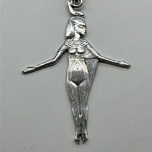 Vintage Egyptian Revival, sterling silver Egyptian Goddess Serket necklace